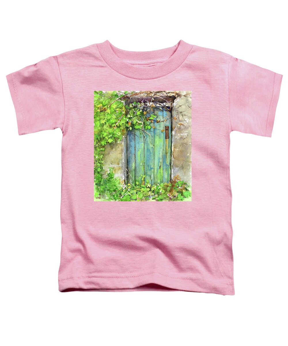 Garden Gate Toddler T-Shirt featuring the painting The Old Garden Gate by Rebecca Matthews