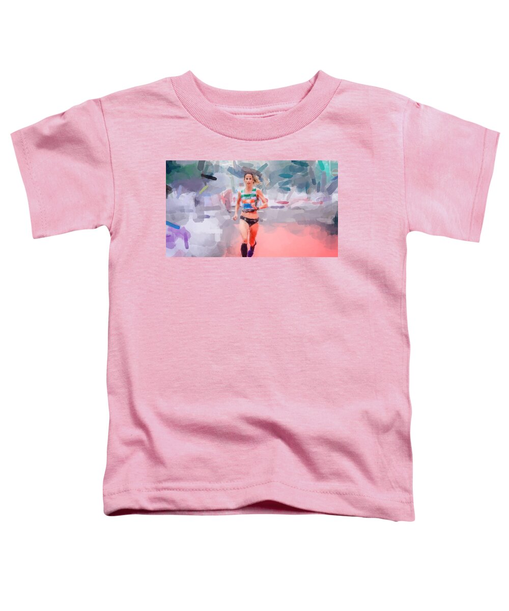 Runner Toddler T-Shirt featuring the painting The Racer by Gary Arnold