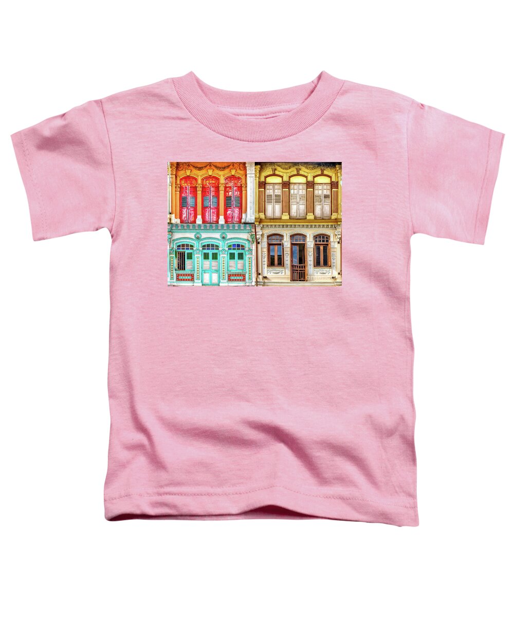 Singapore Toddler T-Shirt featuring the photograph The Singapore Shophouse 49 by John Seaton Callahan