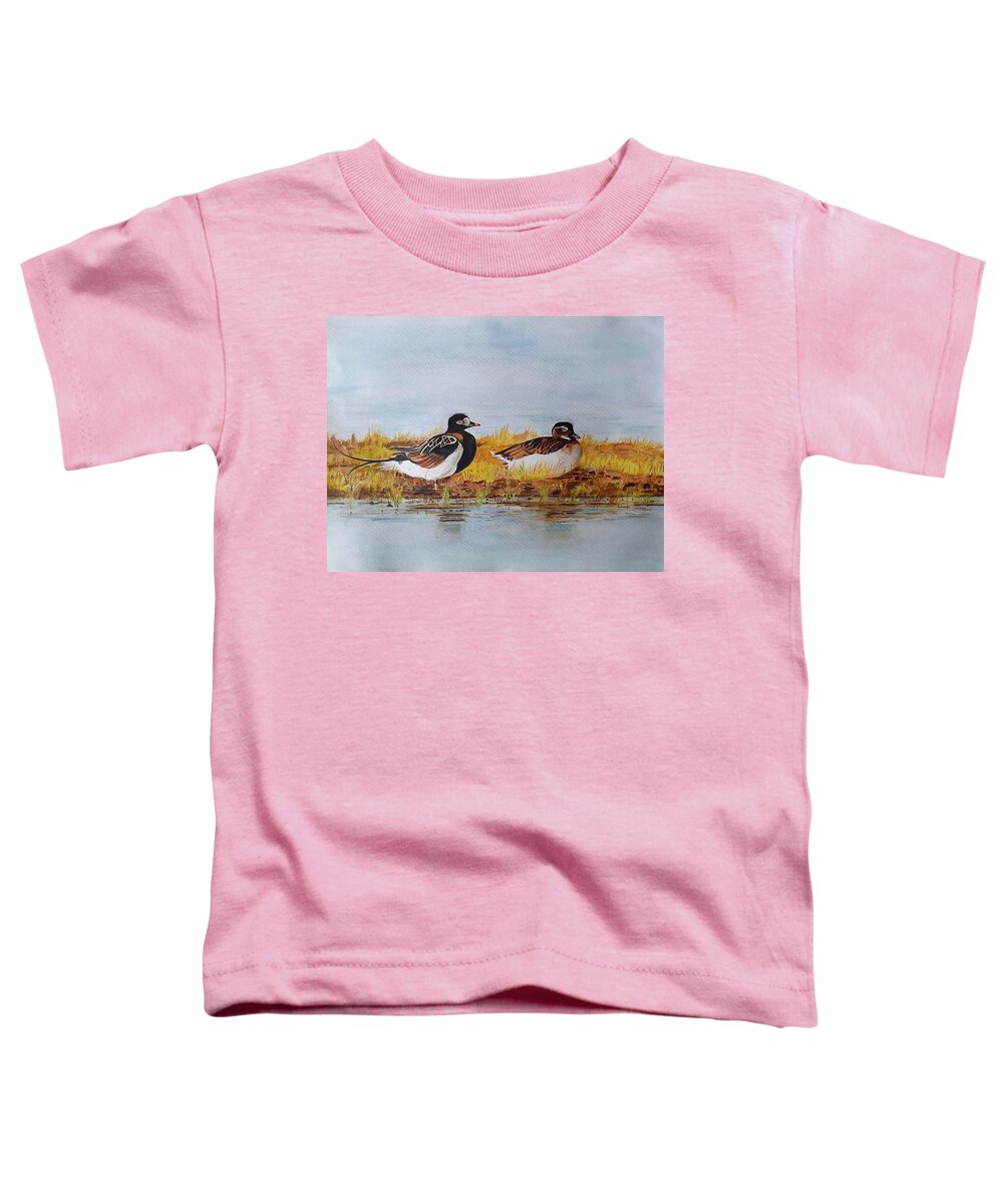 Ducks Toddler T-Shirt featuring the painting Serenity by Carolina Prieto Moreno