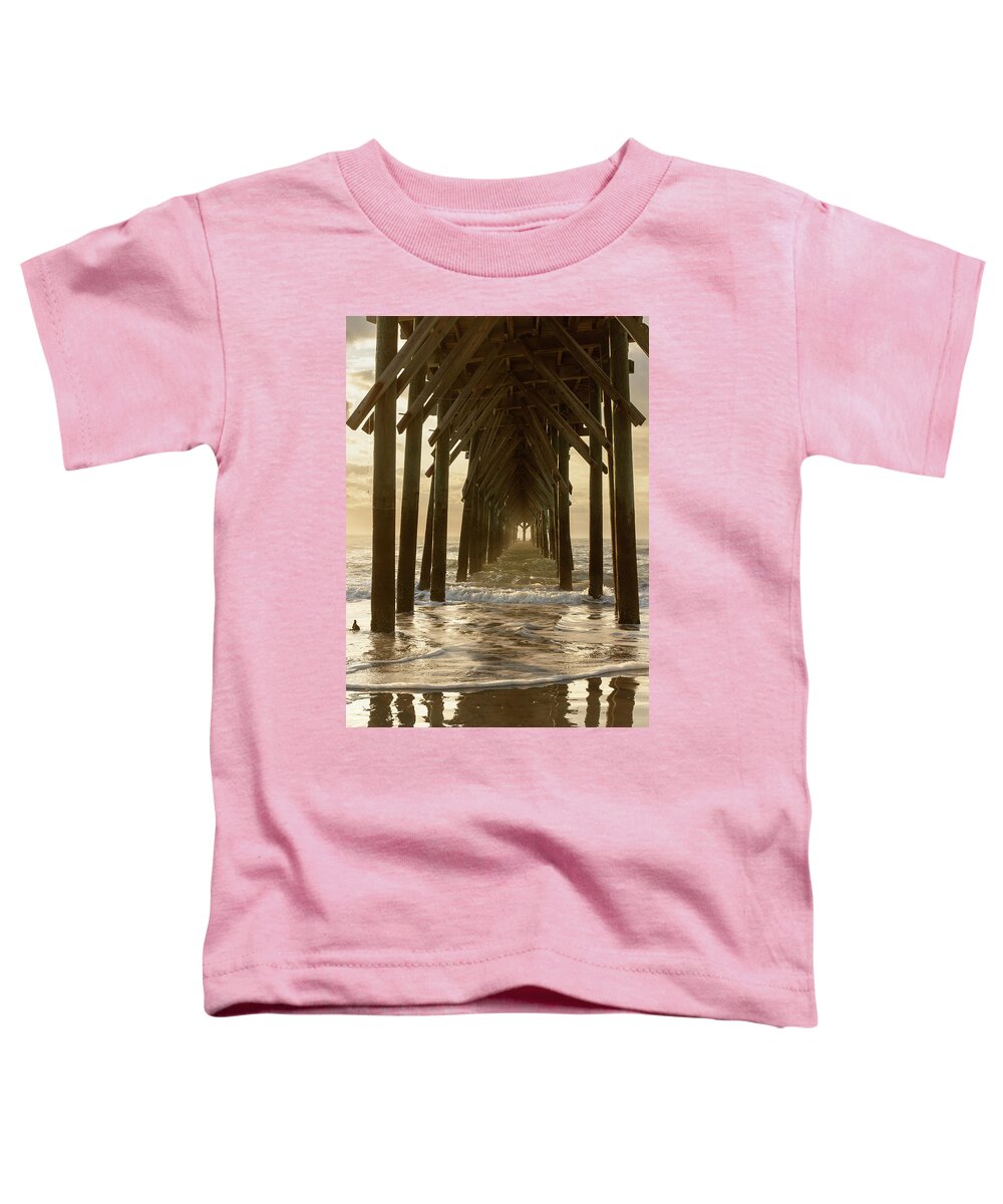 North Carolina Toddler T-Shirt featuring the photograph Under Surf City Pier at Sunrise Portrait View by Joni Eskridge