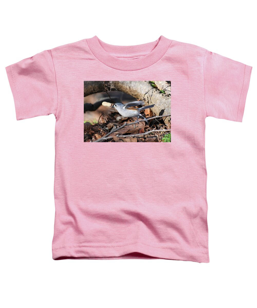 Tufted Titmouse Toddler T-Shirt featuring the photograph Up To The Challenge by Kerri Farley