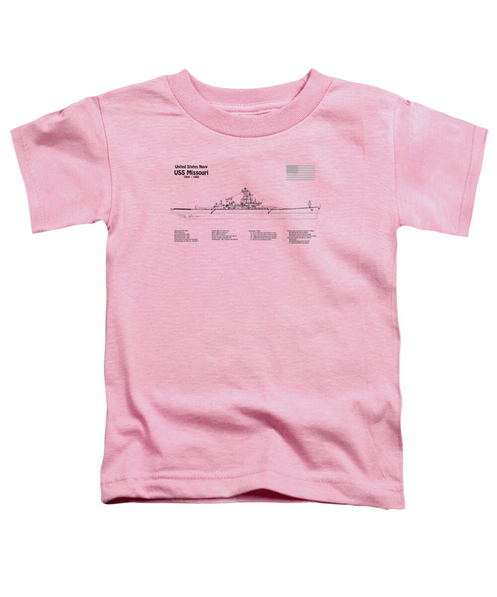 Uss Missouri Toddler T-Shirt featuring the digital art USS Missouri bb-63. World War II Battleship - SD by SP JE Art