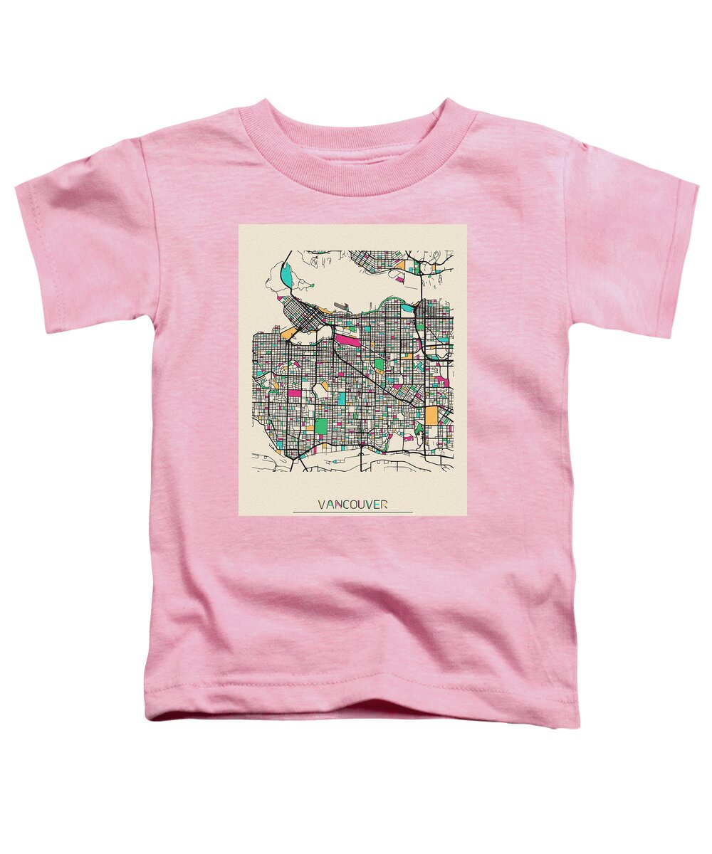 Vancouver Toddler T-Shirt featuring the drawing Vancouver, Canada City Map by Inspirowl Design