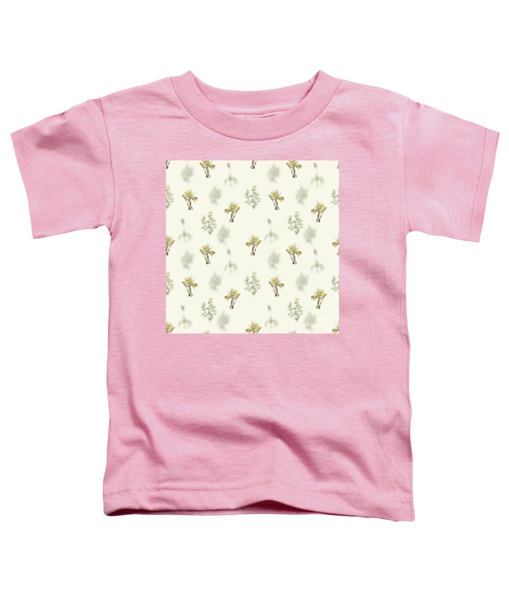 Botanicals Toddler T-Shirt featuring the mixed media Vintage Crocus Luteus Boho Botanical Pattern on Soft Warm White n.0266 by Holy Rock Design