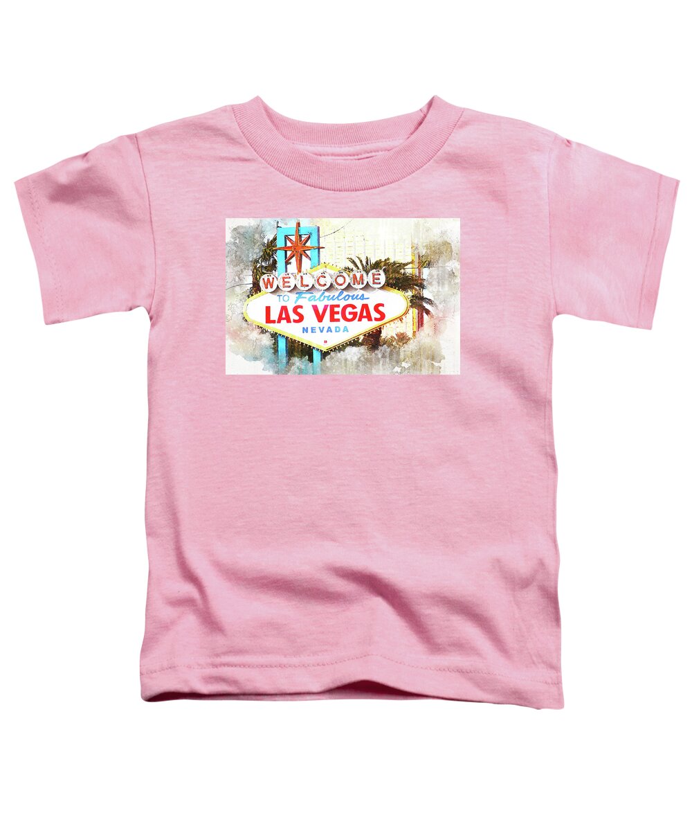 Welcome To Fabulous Las Vegas Toddler T-Shirt featuring the mixed media Welcome to Fabulous Las Vegas Sign by Tatiana Travelways