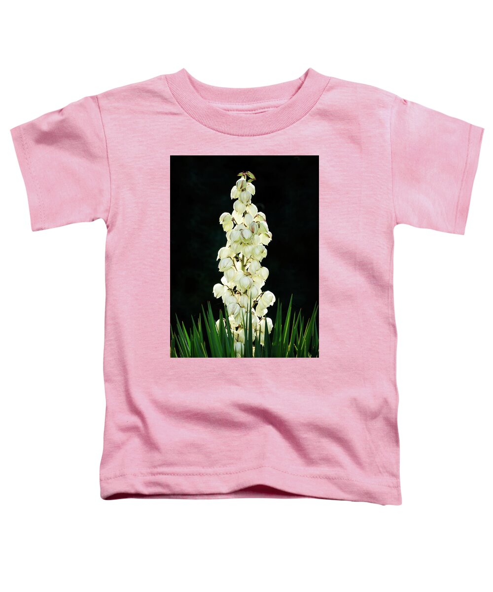 Attractive Toddler T-Shirt featuring the photograph White yucca glowing in the dark by Jean-Luc Farges