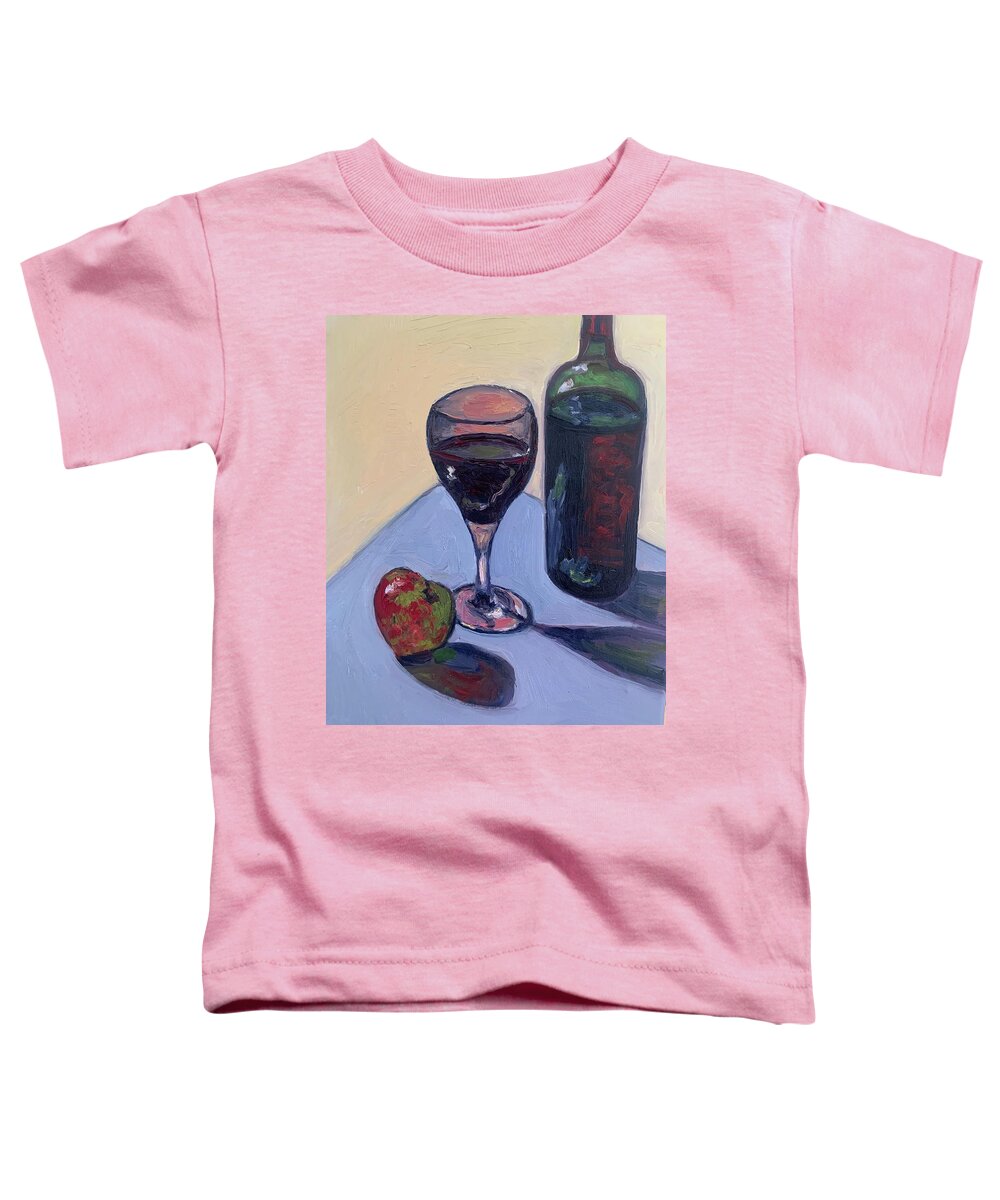 Still Life Wine Glass Wine Bottle Toddler T-Shirt featuring the painting Wine Time by Beth Riso