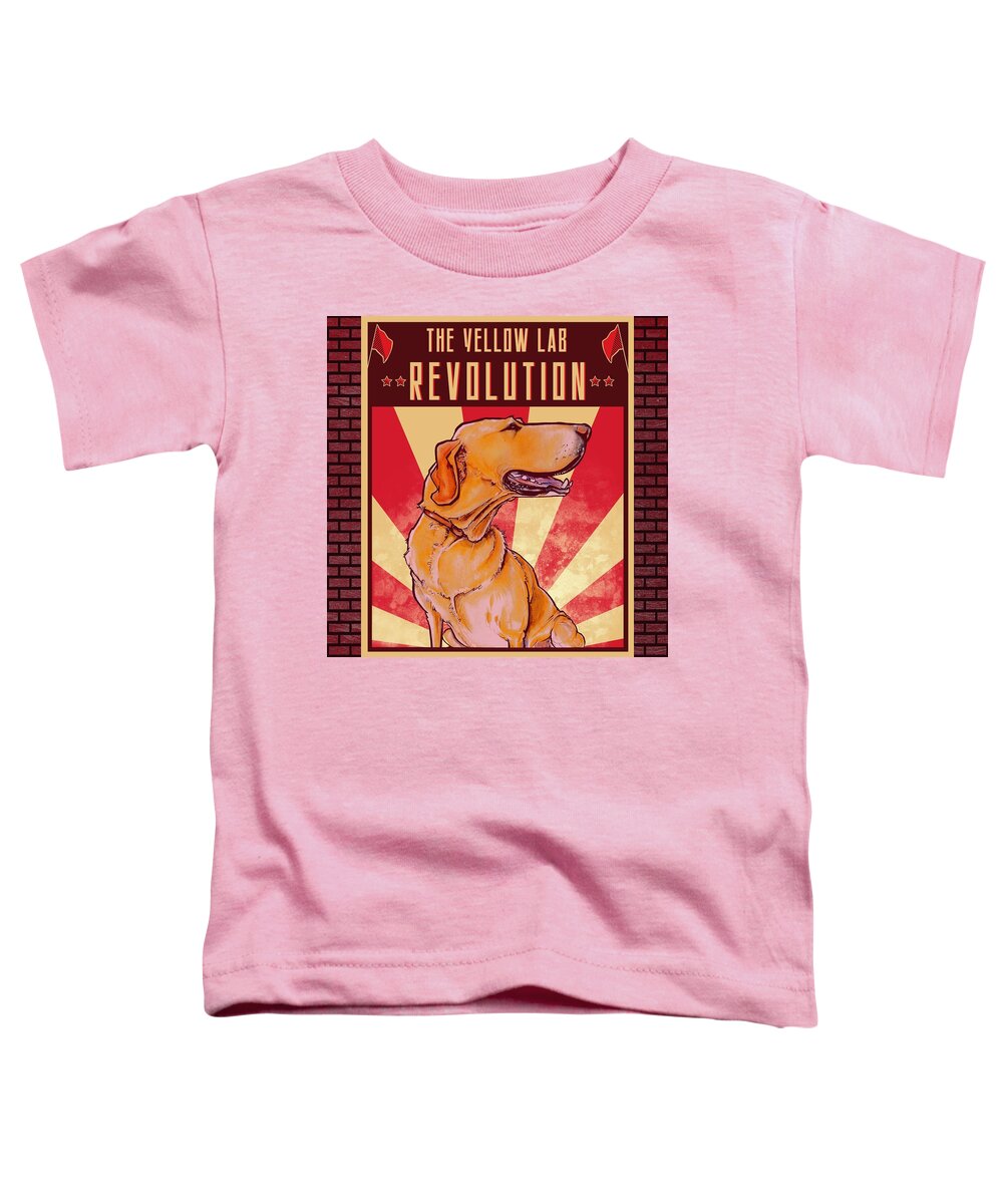 Yellow Lab Toddler T-Shirt featuring the drawing Yellow Lab REVOLUTION by John LaFree