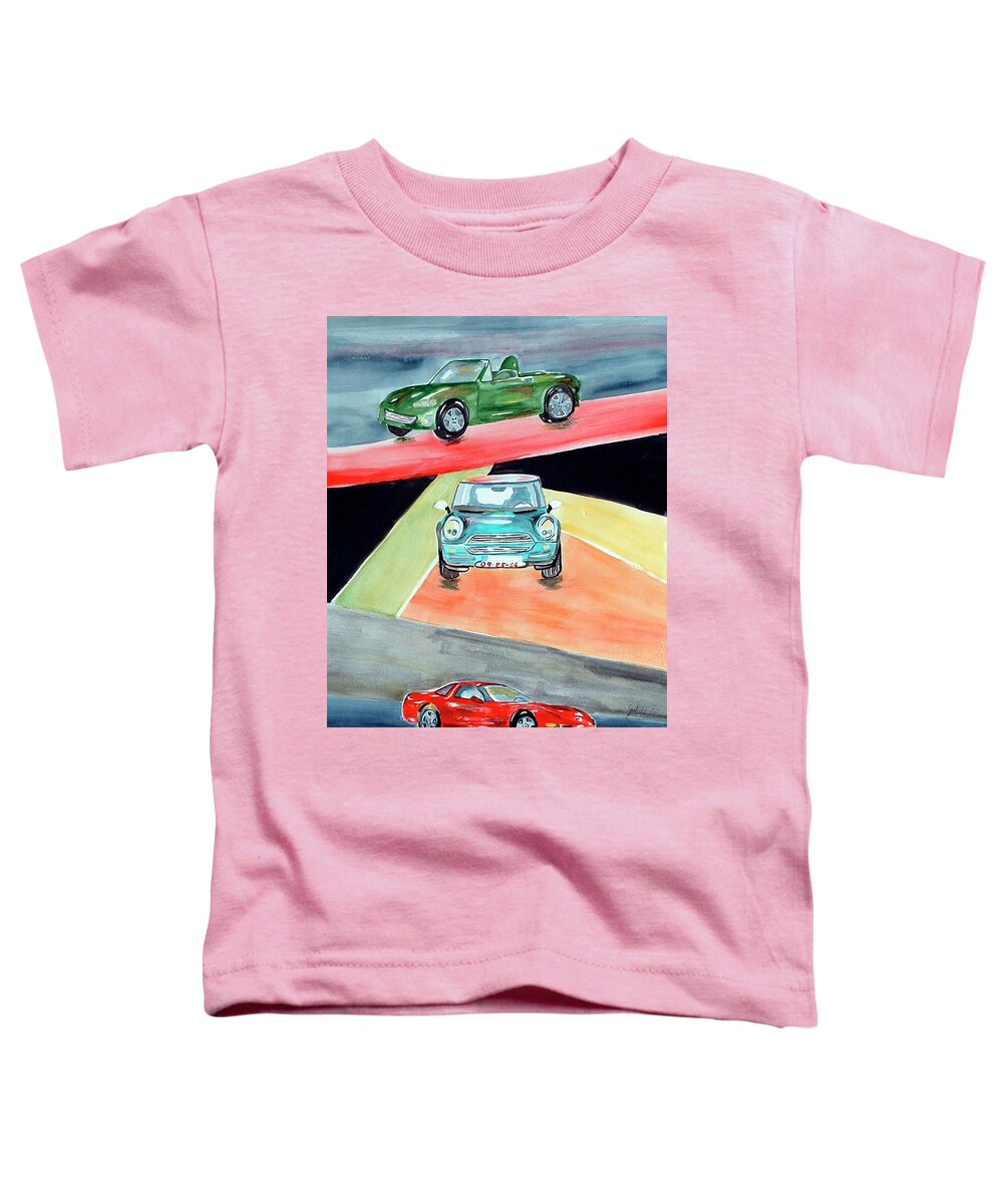 Sport Toddler T-Shirt featuring the painting Zoom Zoom by Genevieve Holland