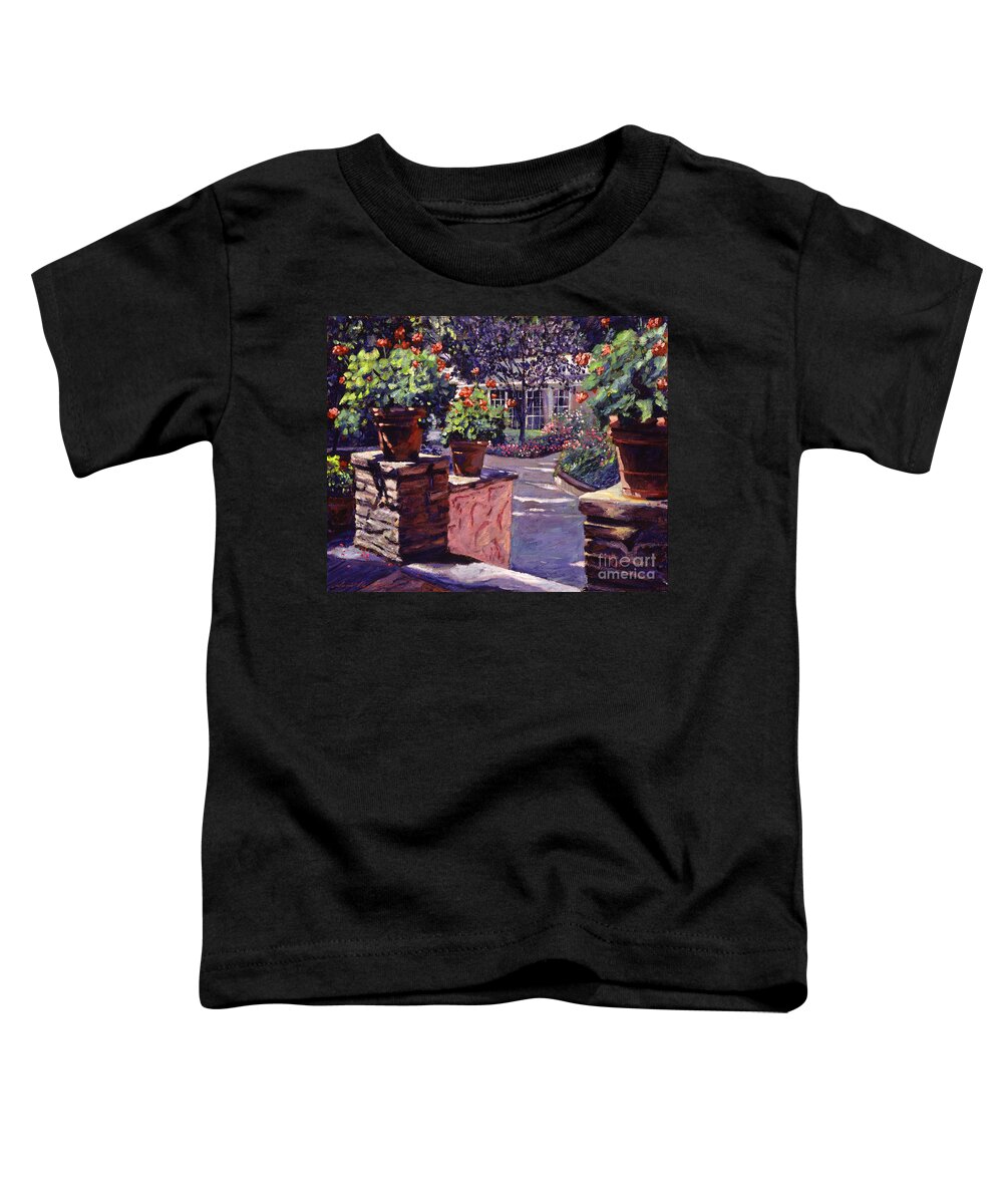 Gardens Toddler T-Shirt featuring the painting Bel-Air Gardens by David Lloyd Glover