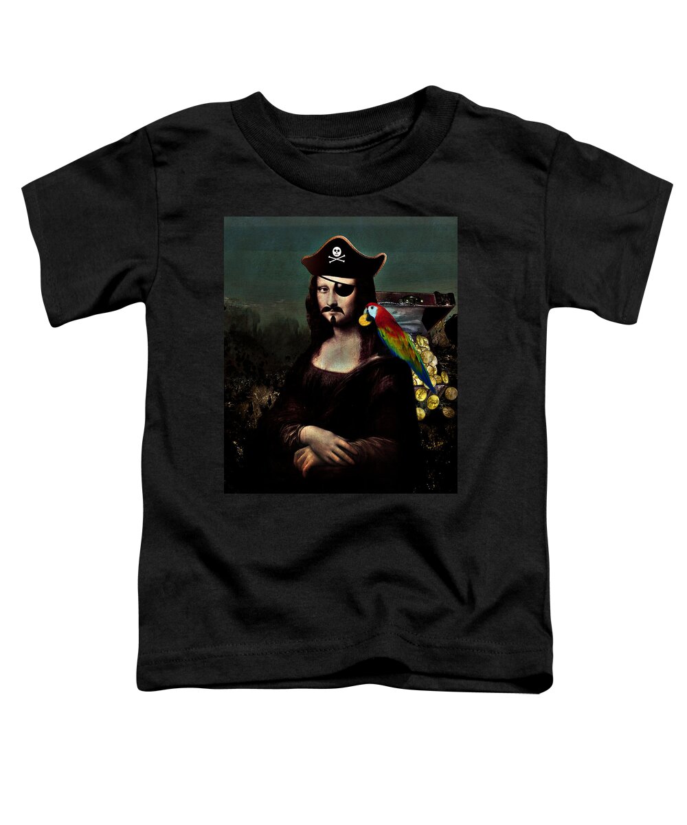 Pirate Toddler T-Shirt featuring the digital art Mona Lisa Pirate Captain by Gravityx9 Designs