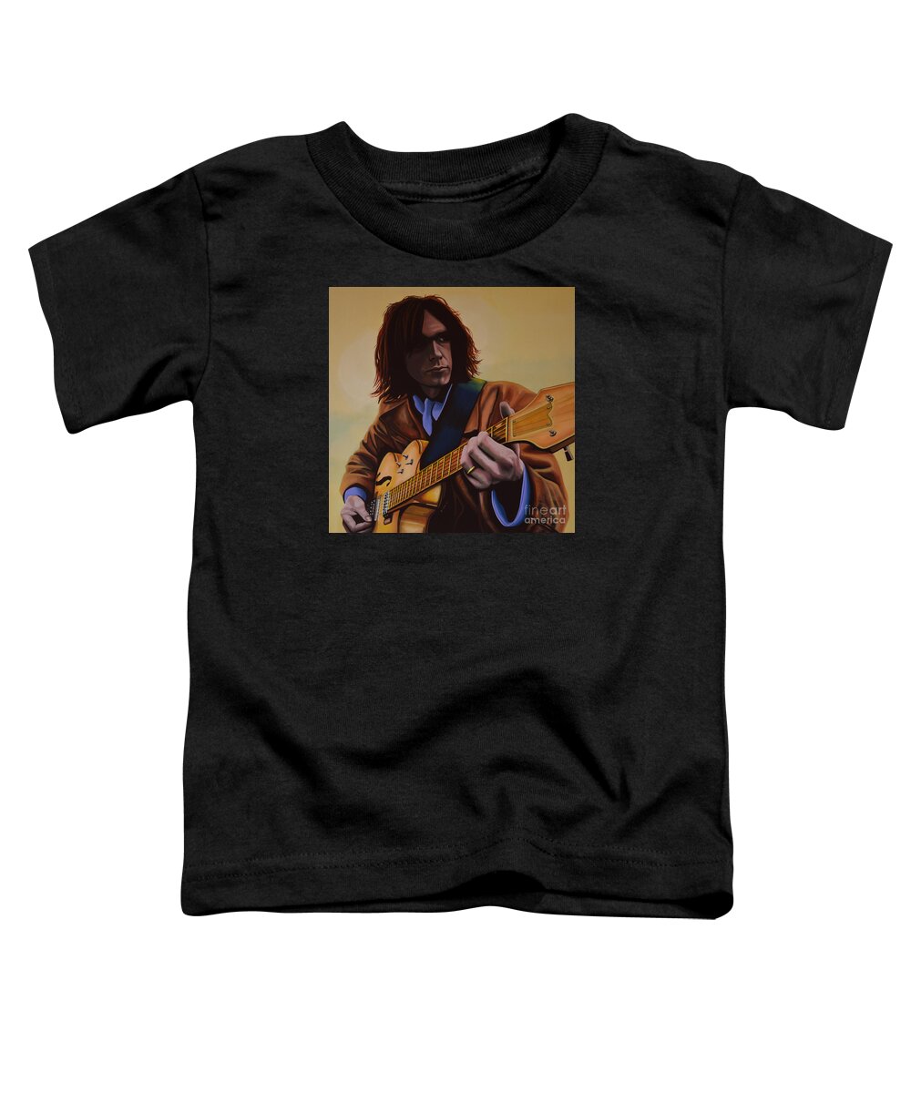 Neil Young Toddler T-Shirt featuring the painting Neil Young Painting by Paul Meijering