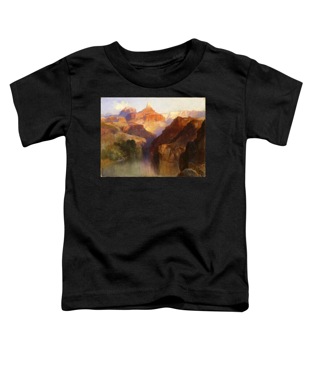Thomas Moran Toddler T-Shirt featuring the painting Zoroaster Peak Grand Canyon Arizona by Thomas Moran