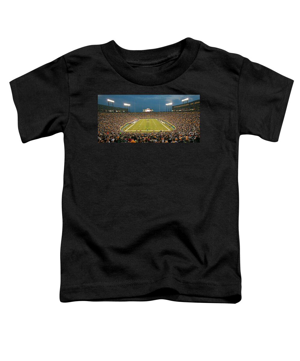Green Toddler T-Shirt featuring the photograph 0614 Prime Time at Lambeau Field by Steve Sturgill