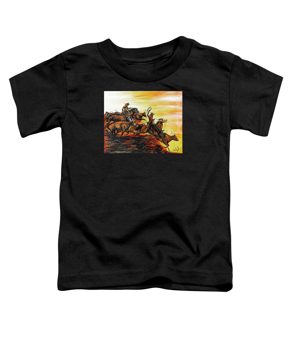 Texas Toddler T-Shirt featuring the drawing Hol-ly Cow by Erich Grant