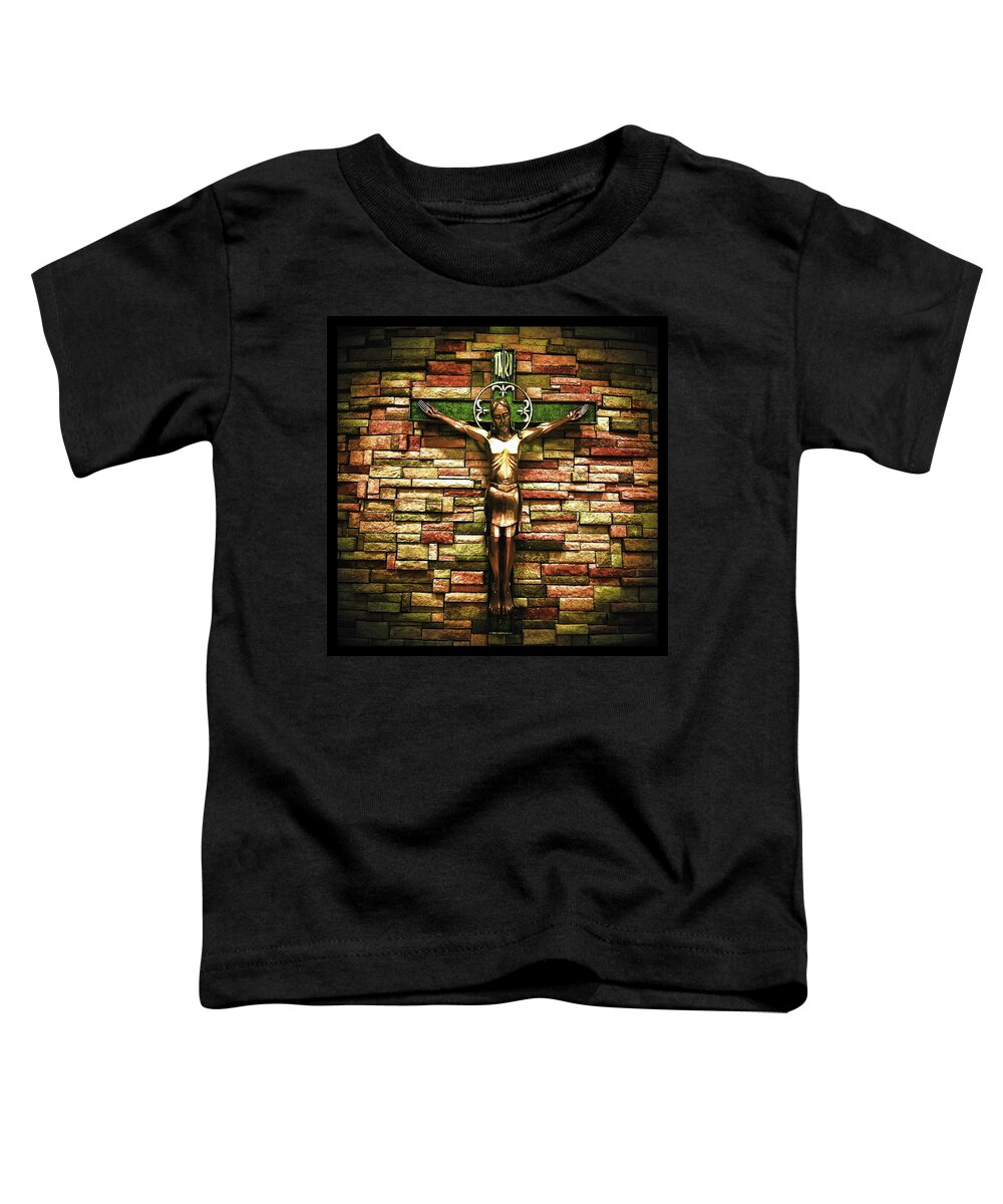 Church Toddler T-Shirt featuring the photograph Jesus Is His Name black border by Al Harden