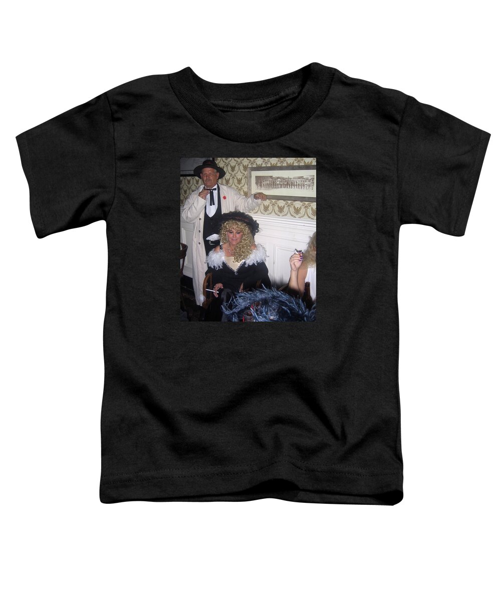 Lady And Gent Homage Celebrants Crystal Palace Saloon Tombstone Arizona 1932 Toddler T-Shirt featuring the photograph Lady And Gent Homage Celebrants Crystal Palace Saloon Tombstone Arizona 1932-2004 #1 by David Lee Guss