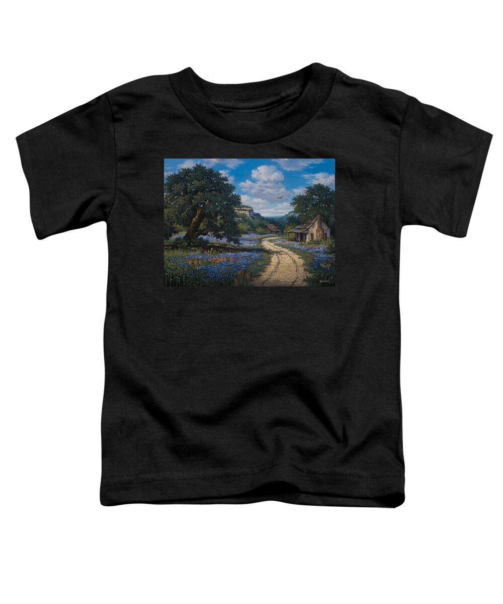 Texas Bluebonnets Indian Paintbrushes Toddler T-Shirt featuring the painting Lone Star Vision by Kyle Wood