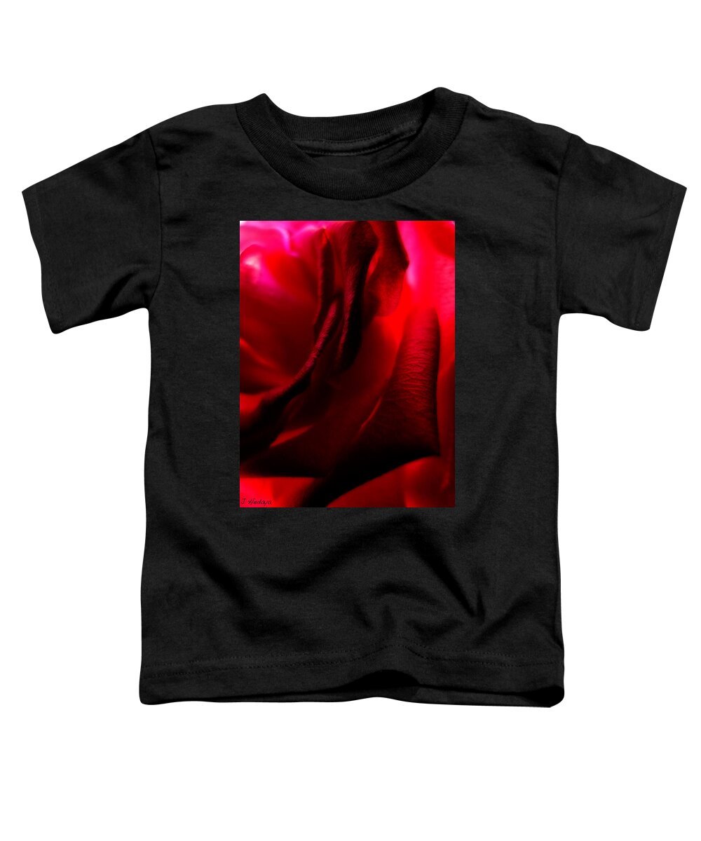 Rose Toddler T-Shirt featuring the photograph Red Petal Macro 3 #1 by Joseph Hedaya