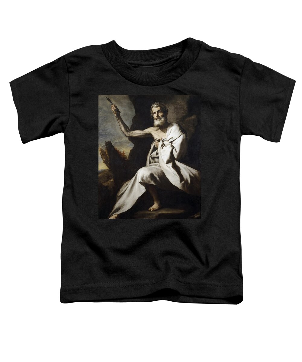 Jusepe De Ribera Toddler T-Shirt featuring the painting Saint Bartholomew #1 by Jusepe de Ribera