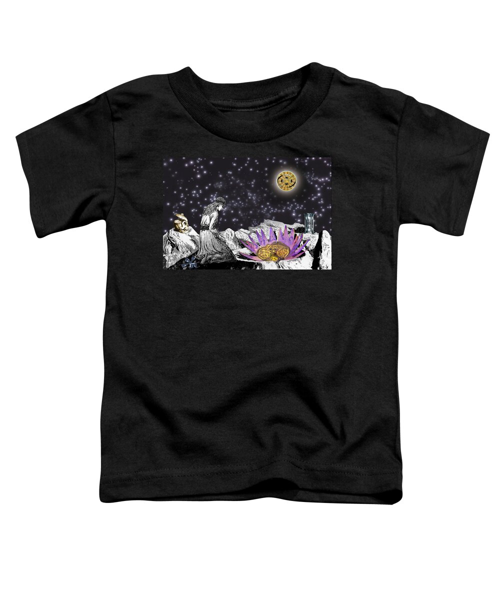 Young Woman Toddler T-Shirt featuring the digital art The Clock's Petals Open by Lisa Yount