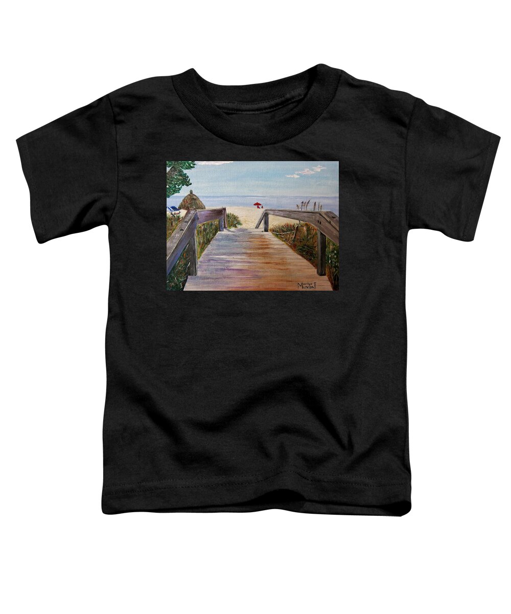Walkway Toddler T-Shirt featuring the painting To the beach by Marilyn McNish