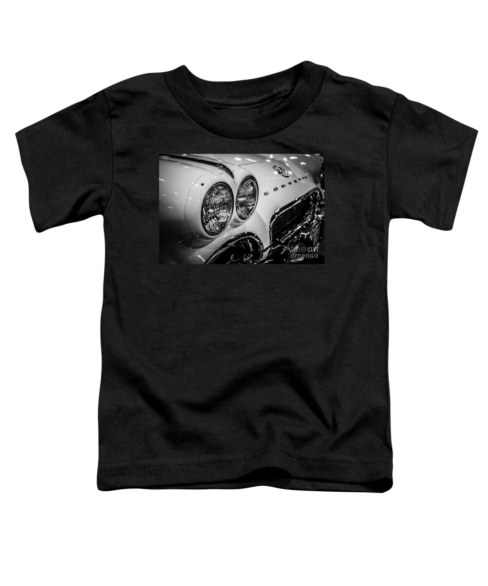 1950's Toddler T-Shirt featuring the photograph 1950's Chevrolet Corvette C1 in Black and White by Paul Velgos