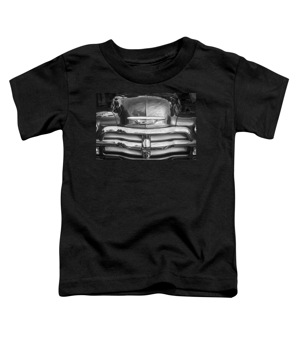 Hood Ornament Toddler T-Shirt featuring the photograph 1955 Chevrolet First Series BW by Rich Franco