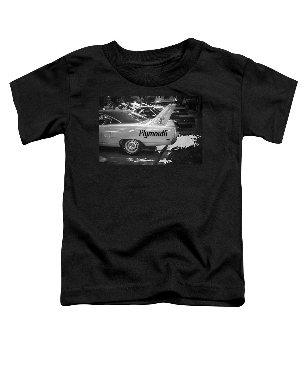 1970 Plymouth Toddler T-Shirt featuring the photograph 1970 Plymouth Road Runner Hemi Super Bird BW by Rich Franco
