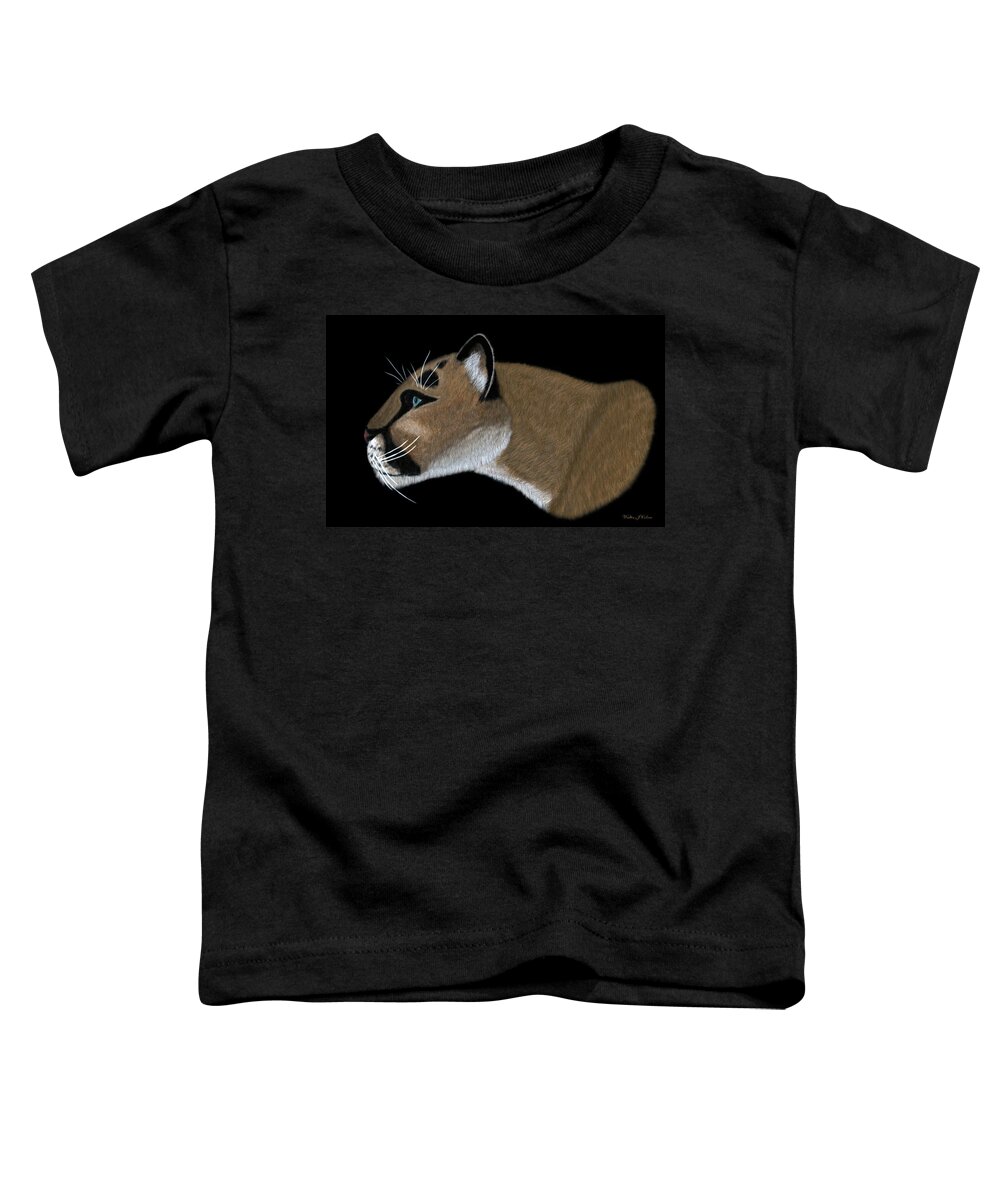 Cougar Portrait Toddler T-Shirt featuring the digital art Cougar Portrait #1 by Walter Colvin