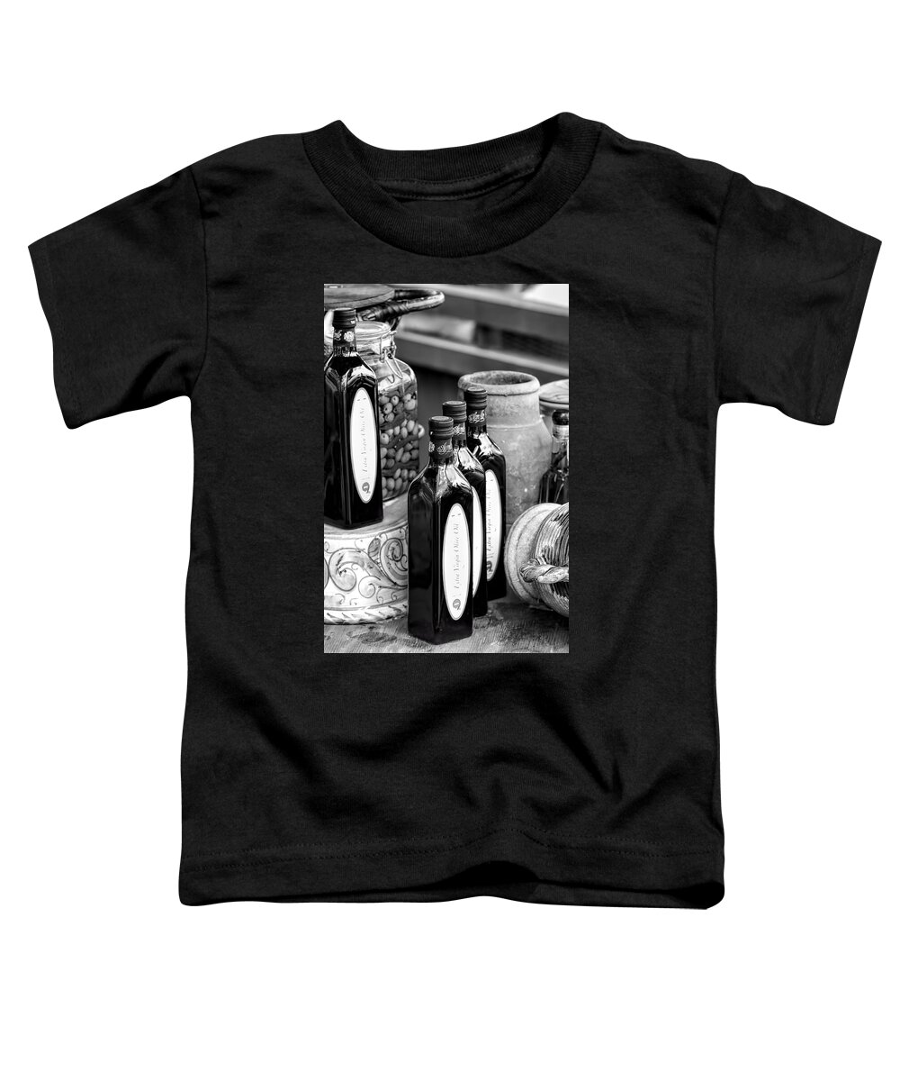 Still Life Toddler T-Shirt featuring the photograph Olives and Olive Oil #2 by Bill Dodsworth