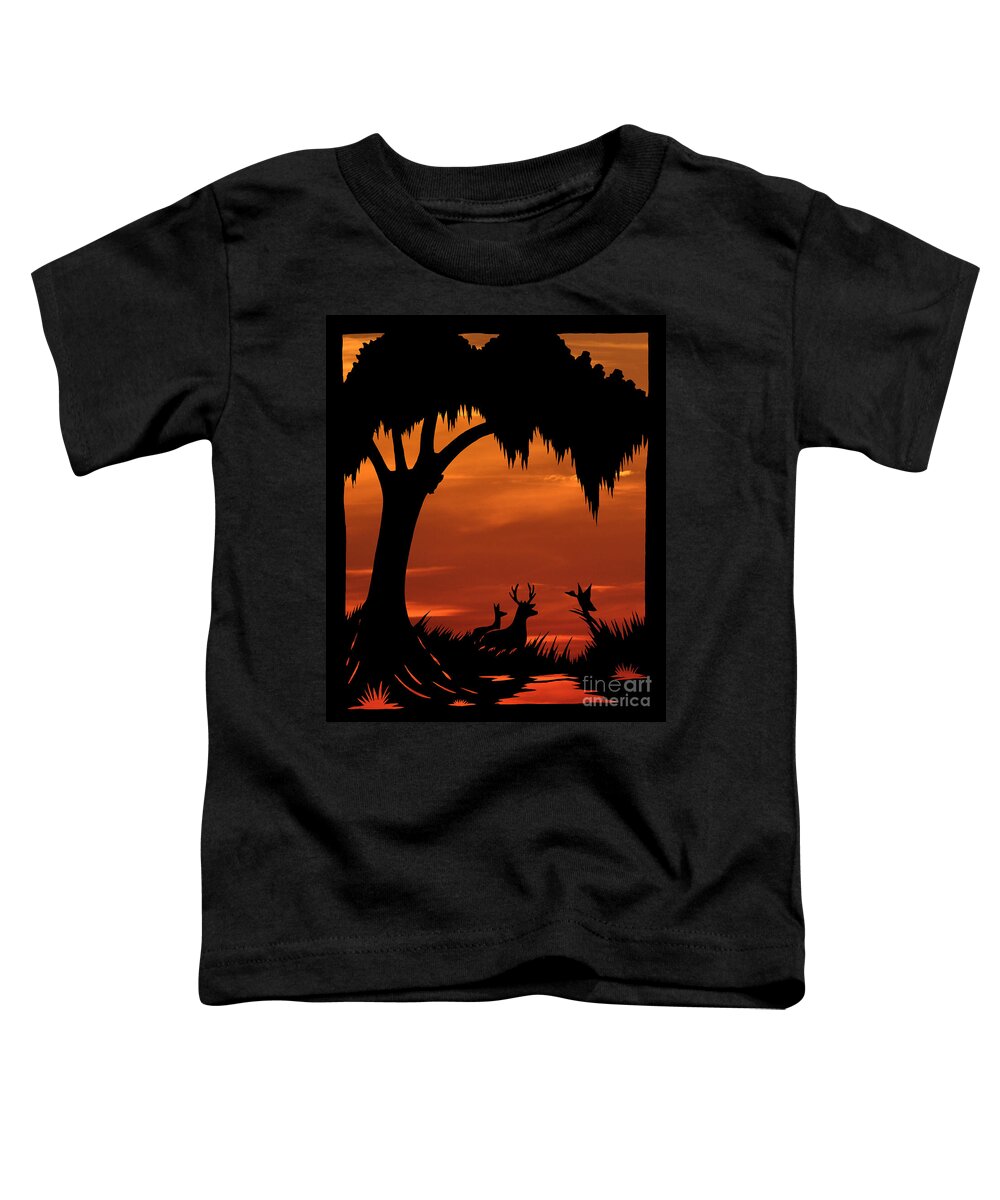 Swamp Sunset Toddler T-Shirt featuring the photograph Wetland Wildlife - Sunset Sky by Al Powell Photography USA