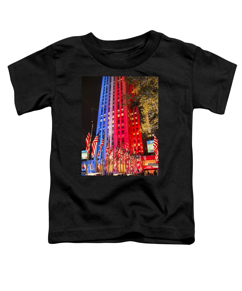 American Flag Toddler T-Shirt featuring the photograph Rockefeller Center #3 by Theodore Jones