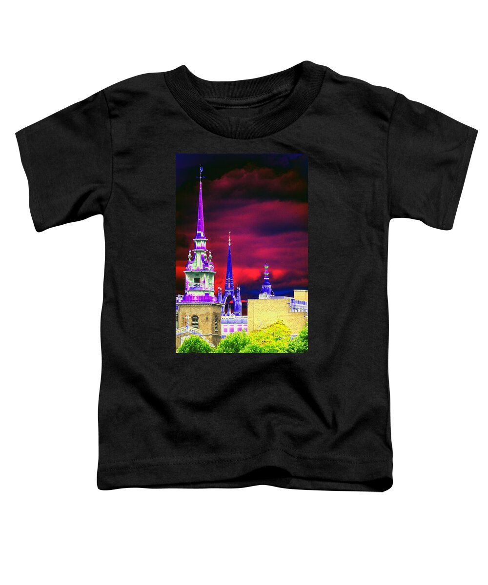 Psychedelic Toddler T-Shirt featuring the photograph 3 Spires by Richard Henne