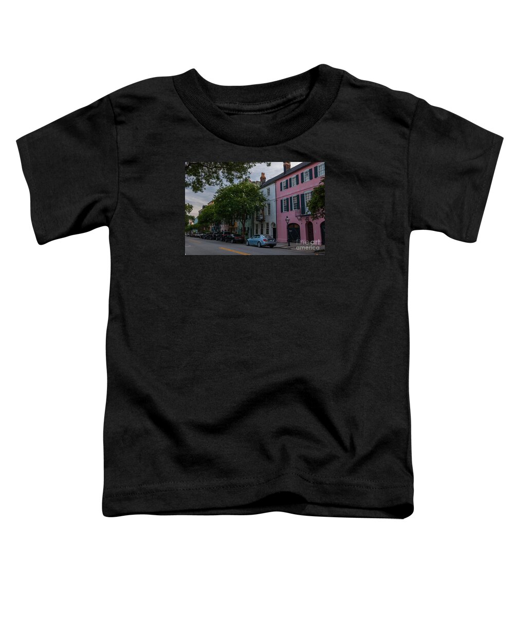 Rainbow Row Toddler T-Shirt featuring the photograph Longest Cluster of Georgian Row Houses in the United States by Dale Powell