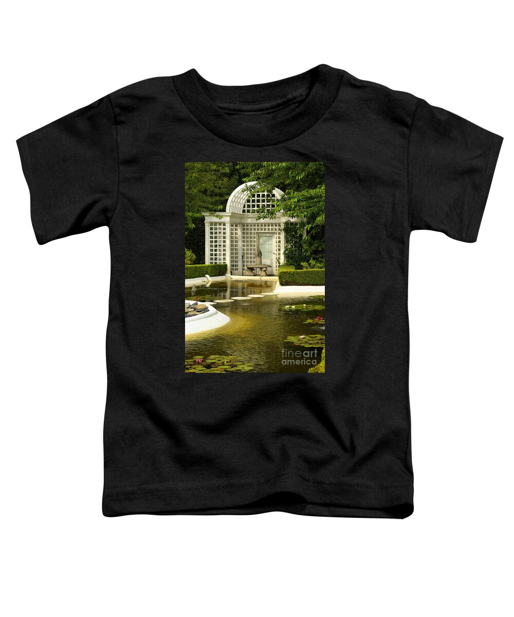 Butchart Gardens Victoria Vancouver Island Canada Toddler T-Shirt featuring the photograph A Beautiful Place to Sit by Brenda Kean