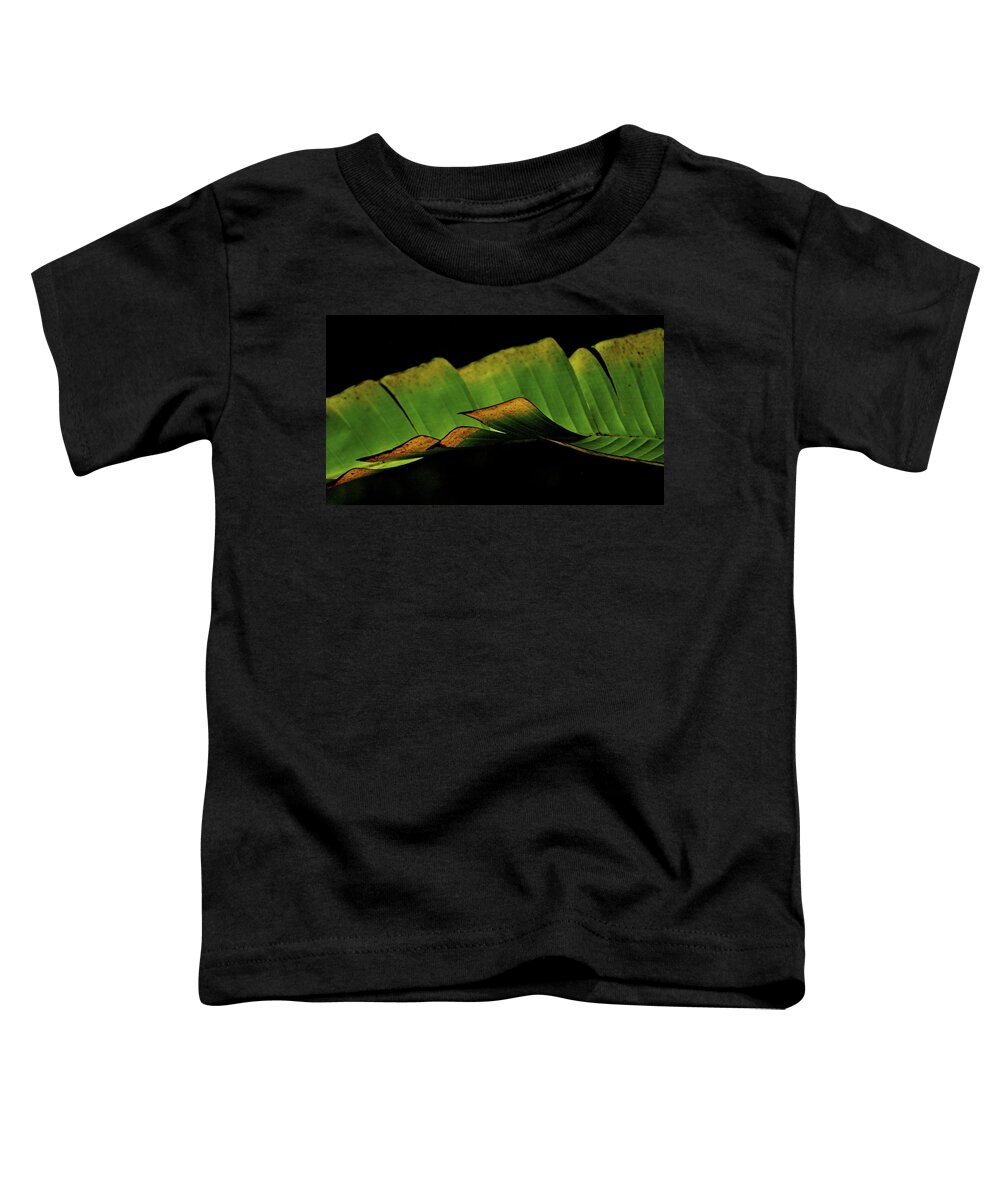 Green Toddler T-Shirt featuring the photograph A floating Heliconia Leaf by Lehua Pekelo-Stearns