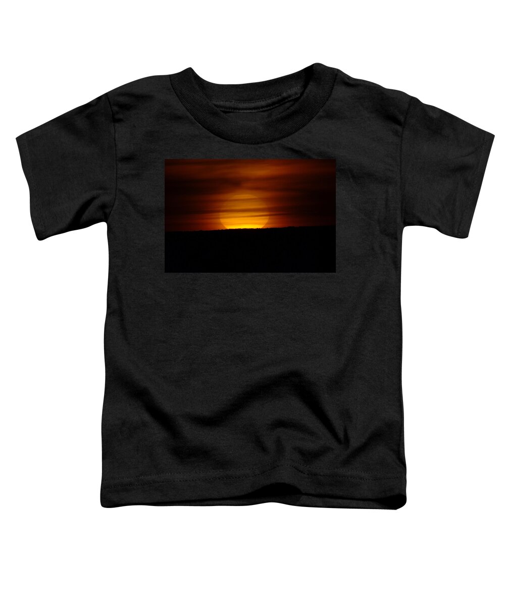 Sun Toddler T-Shirt featuring the photograph A Misted Sunset by Jeff Swan