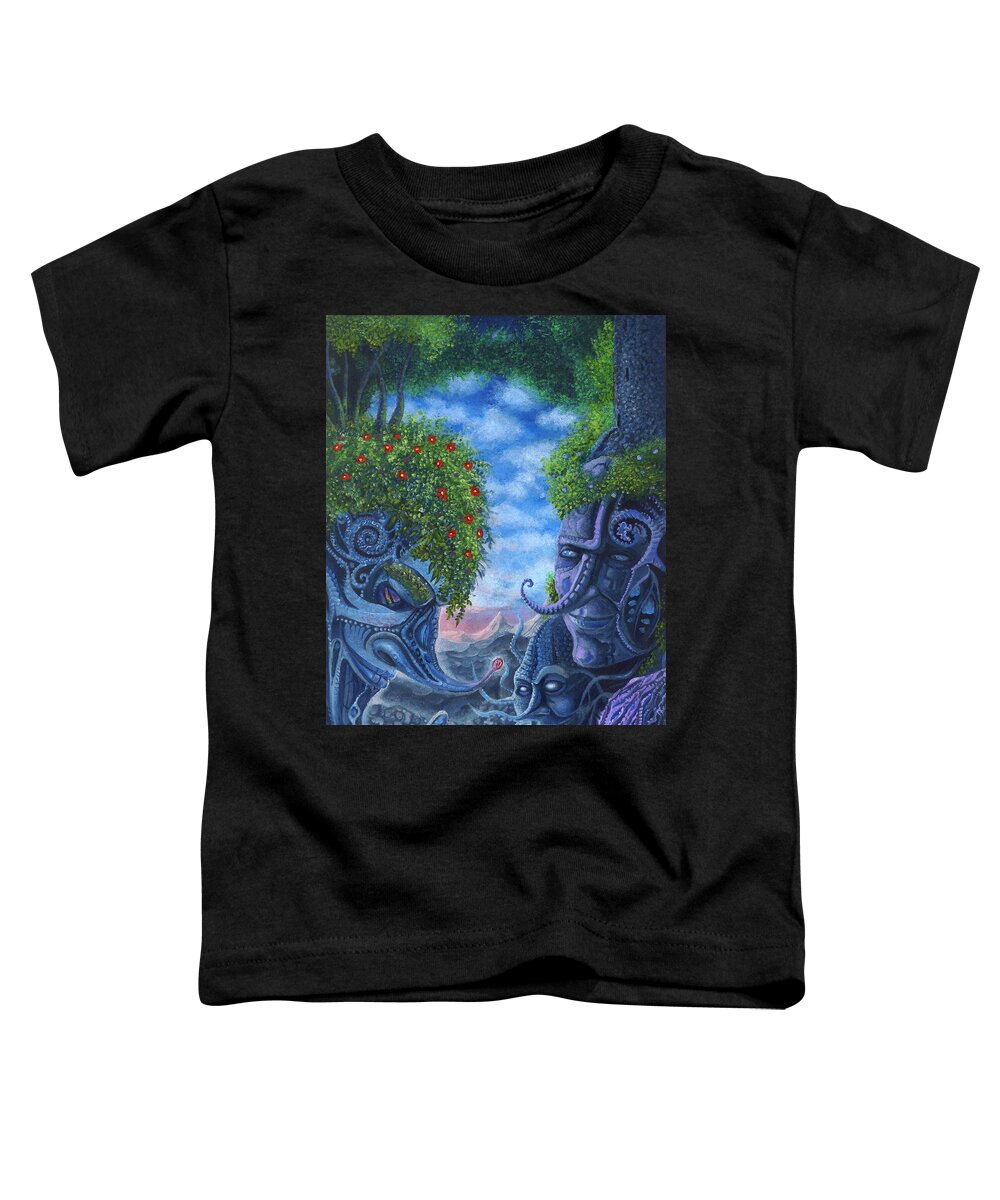 Surreal Toddler T-Shirt featuring the painting Liars in Paradise by Mark Cooper