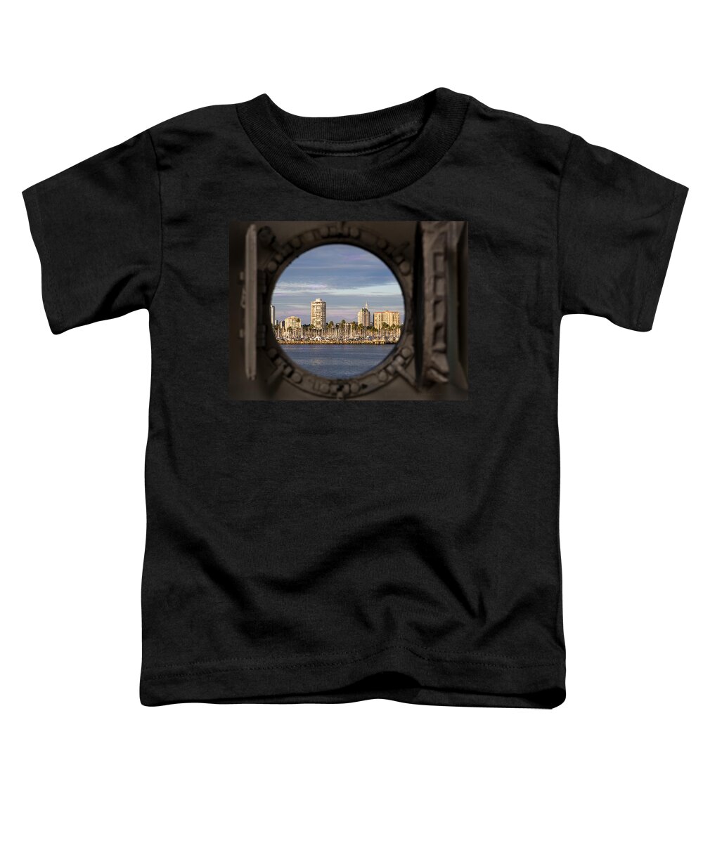 Queen Mary Toddler T-Shirt featuring the photograph A Peak From The Queen Photography By Denise Dube by Denise Dube