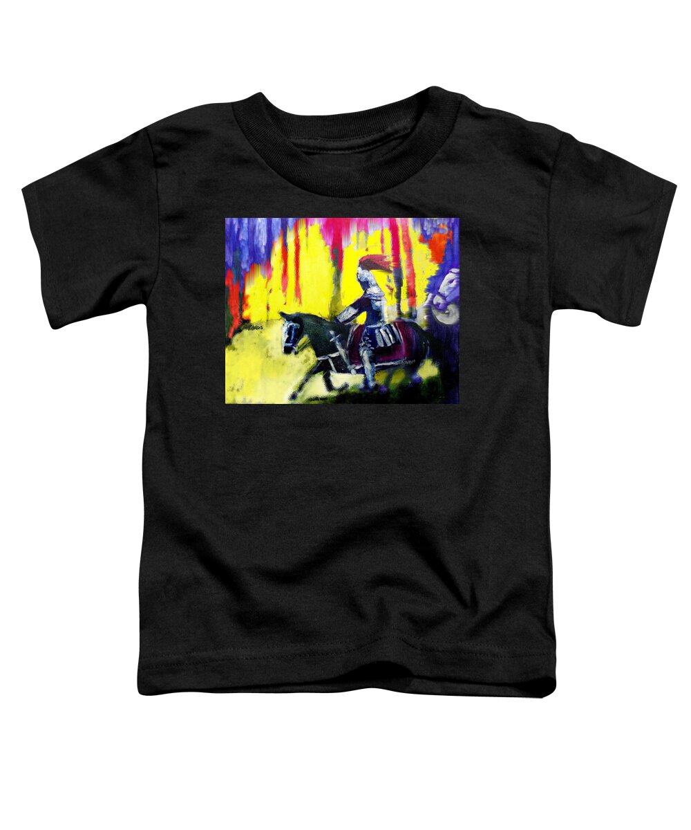 Gladiator Toddler T-Shirt featuring the painting A Ride Through Fire by Seth Weaver