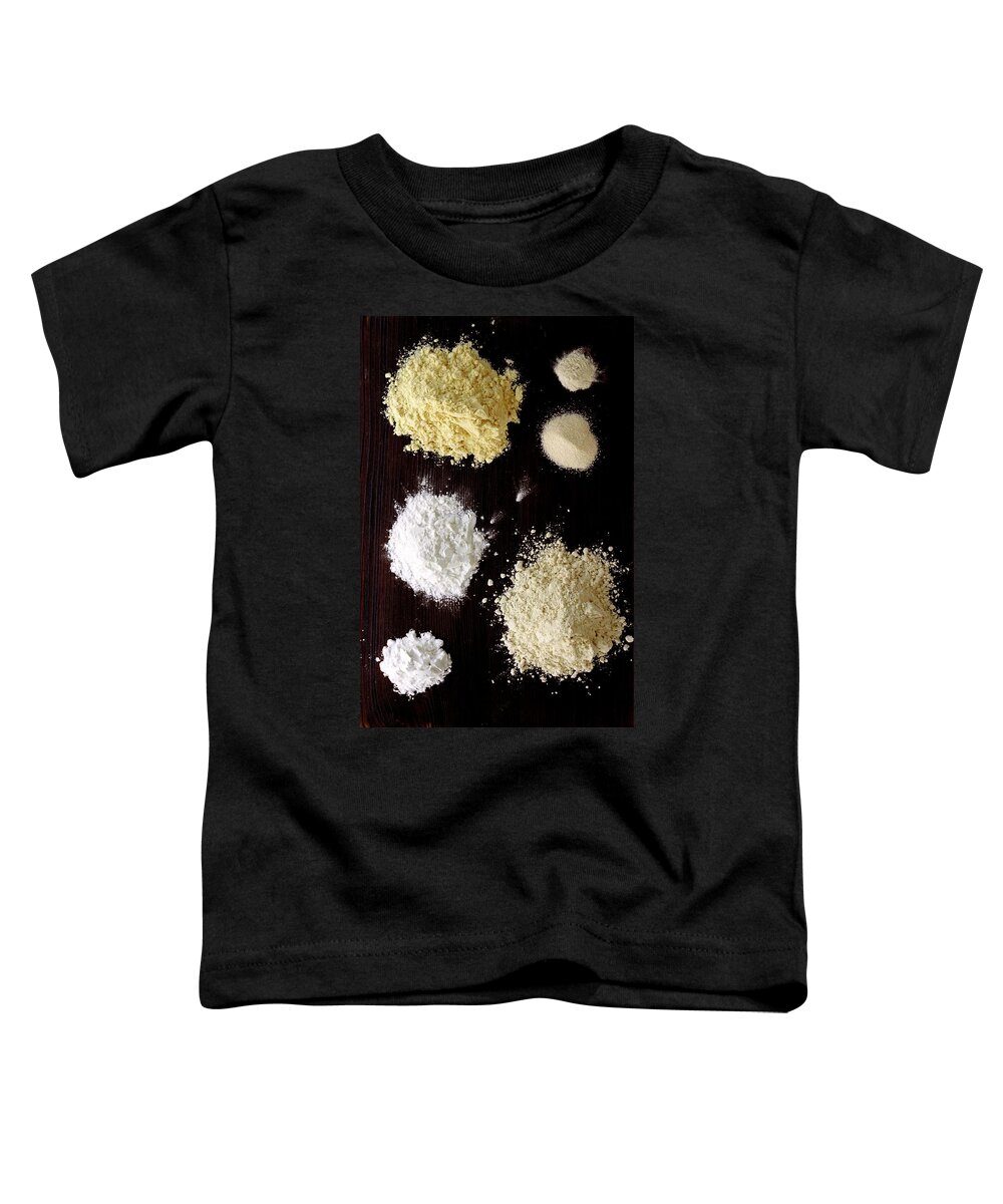 Cooking Toddler T-Shirt featuring the photograph A Selection Of Gluten Free Flours by Romulo Yanes