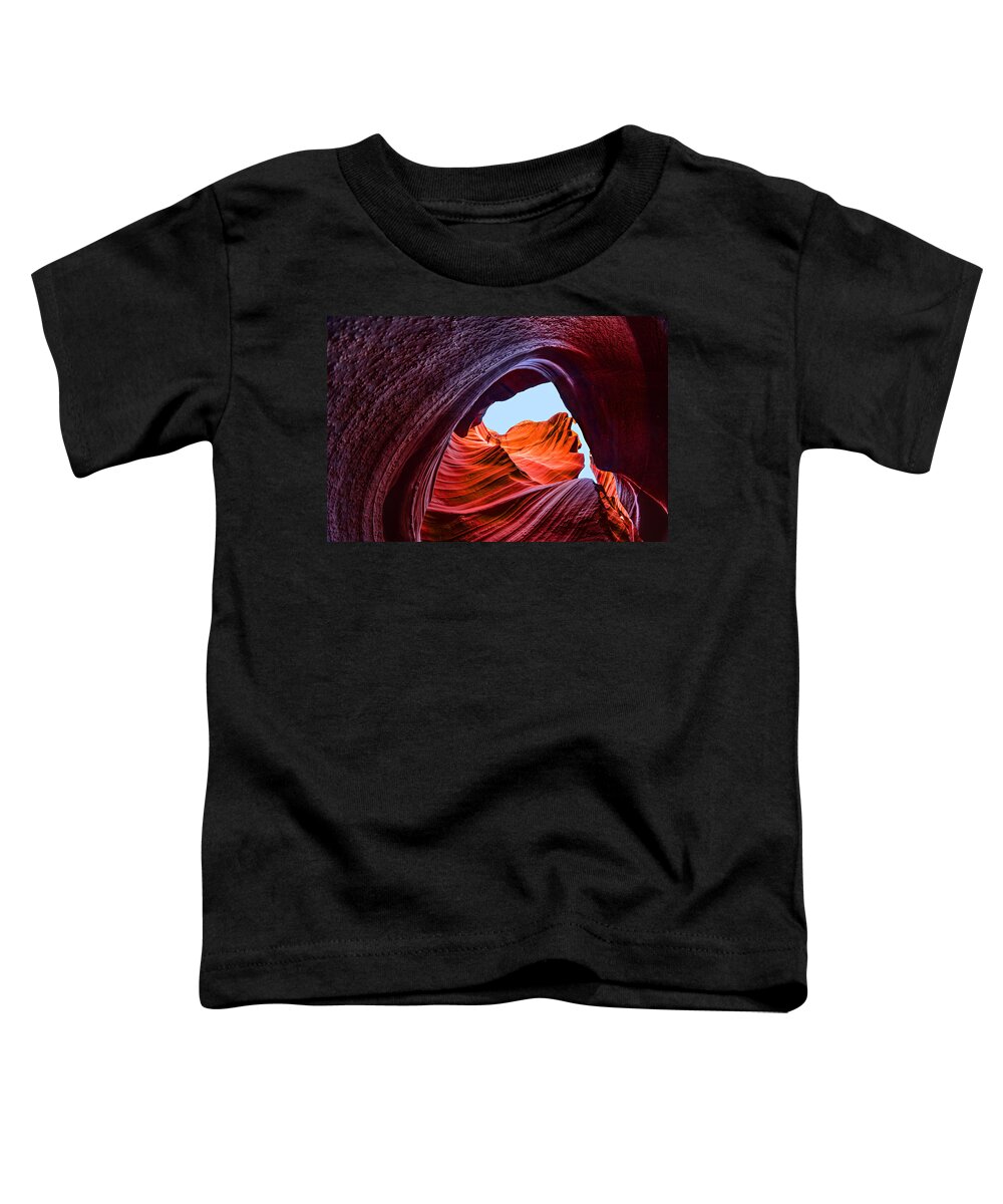 Antelope Canyon Toddler T-Shirt featuring the photograph A Wave of Sandstone by Jason Chu