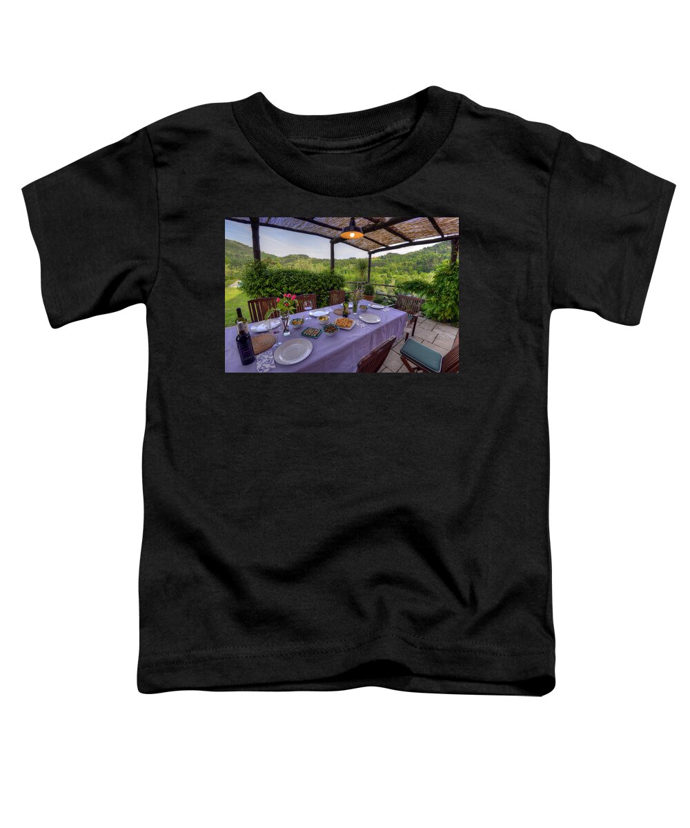 Europe Toddler T-Shirt featuring the photograph Alfresco Dining in Tuscany by Matt Swinden