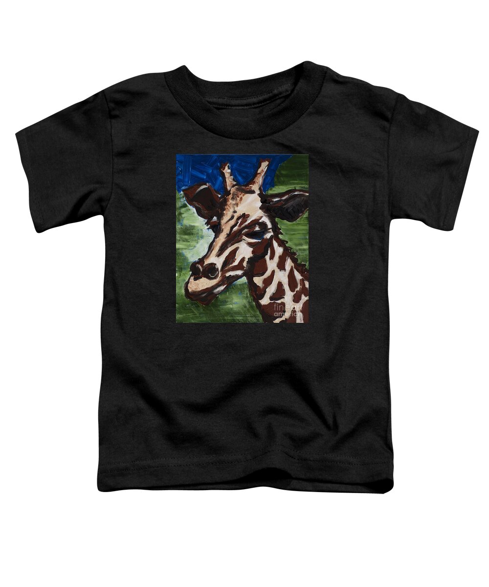 Giraffe Toddler T-Shirt featuring the painting Aloha Zoo by Rebecca Weeks