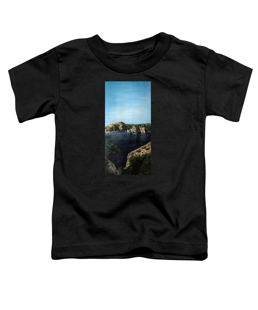 Blue Toddler T-Shirt featuring the painting Ambolo Javea Spain by Mackenzie Moulton