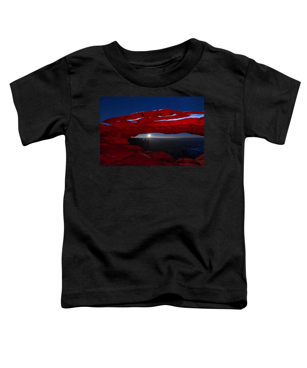 Mesa Arch Toddler T-Shirt featuring the photograph American Moonrise by Dustin LeFevre