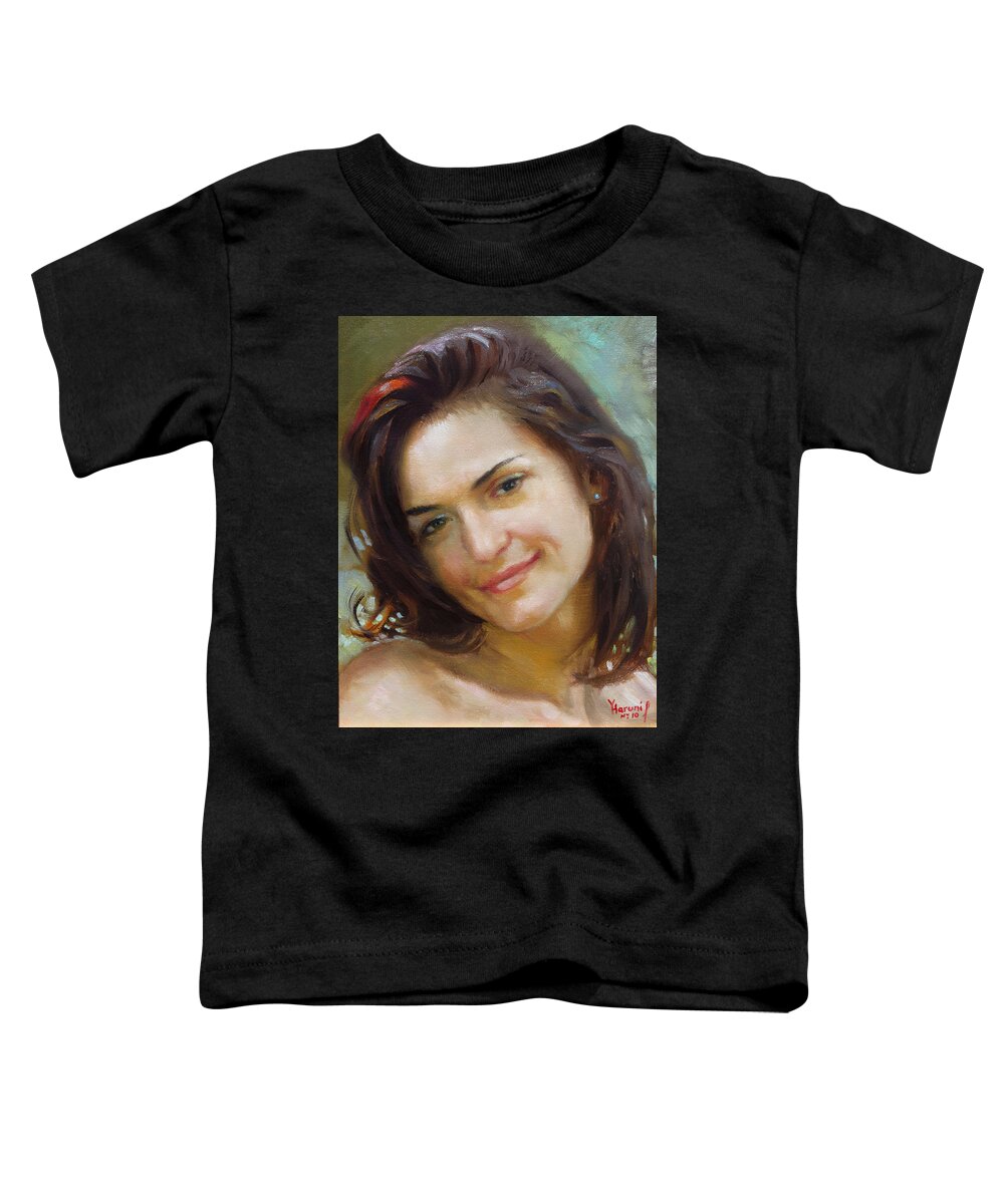 Girl Portrait Toddler T-Shirt featuring the painting Ana 2010 by Ylli Haruni