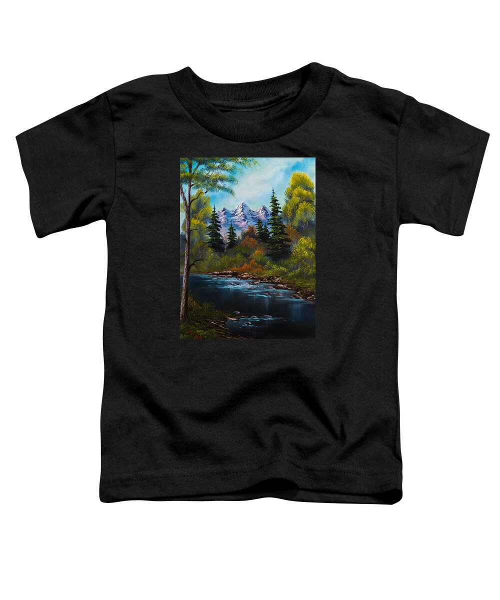 Landscape Toddler T-Shirt featuring the painting Fisherman's Retreat by Chris Steele